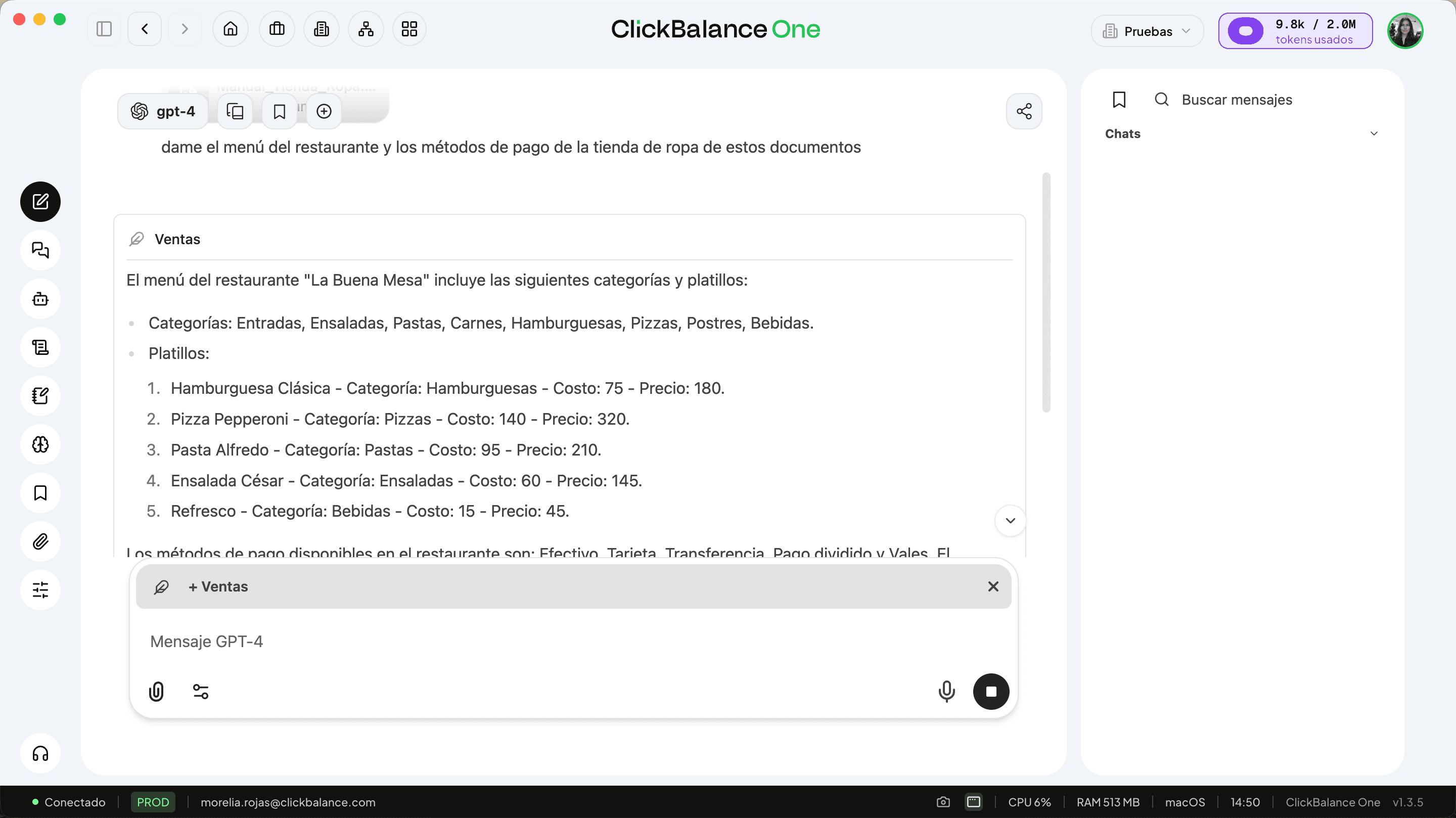 Agente respondiendo con los documentos de la empresa