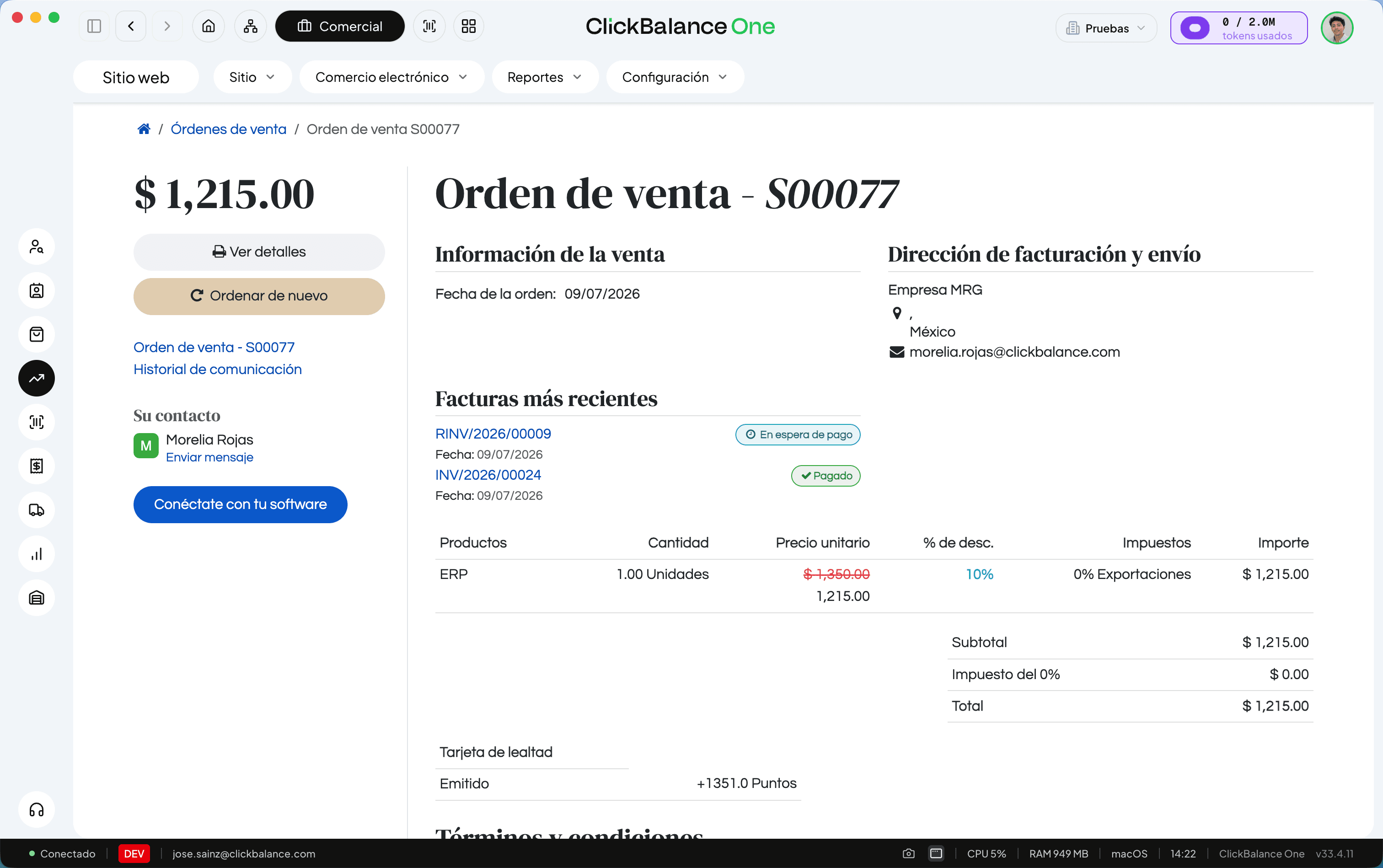 Firma electrónica y pago en línea sobre la cotización